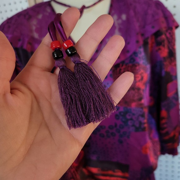 -Vintage Diane Freis Silk 2 Piece Dress Purple Red - Picture 5 of 16